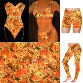 Nyomott mintás fürdőruha anyag - ORANGE PATTERNED